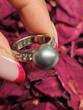 585 Gold Ring mit Tahiti Perle und Diamanten, 8,1g, Ringgröße 52 Sehr gut, siehe Fotos und Video