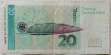 BRD 20 DM 1.10.1993 Annette von Droste-Hülshoff, Serie GA/G, Deutsche Bundesbank minimal fleckig, gebraucht