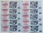 Tschechoslowakei 10 x 20 Kronen/Korun 1970 Serie F90, mit fortlaufender Nummer! interessant leicht gebraucht