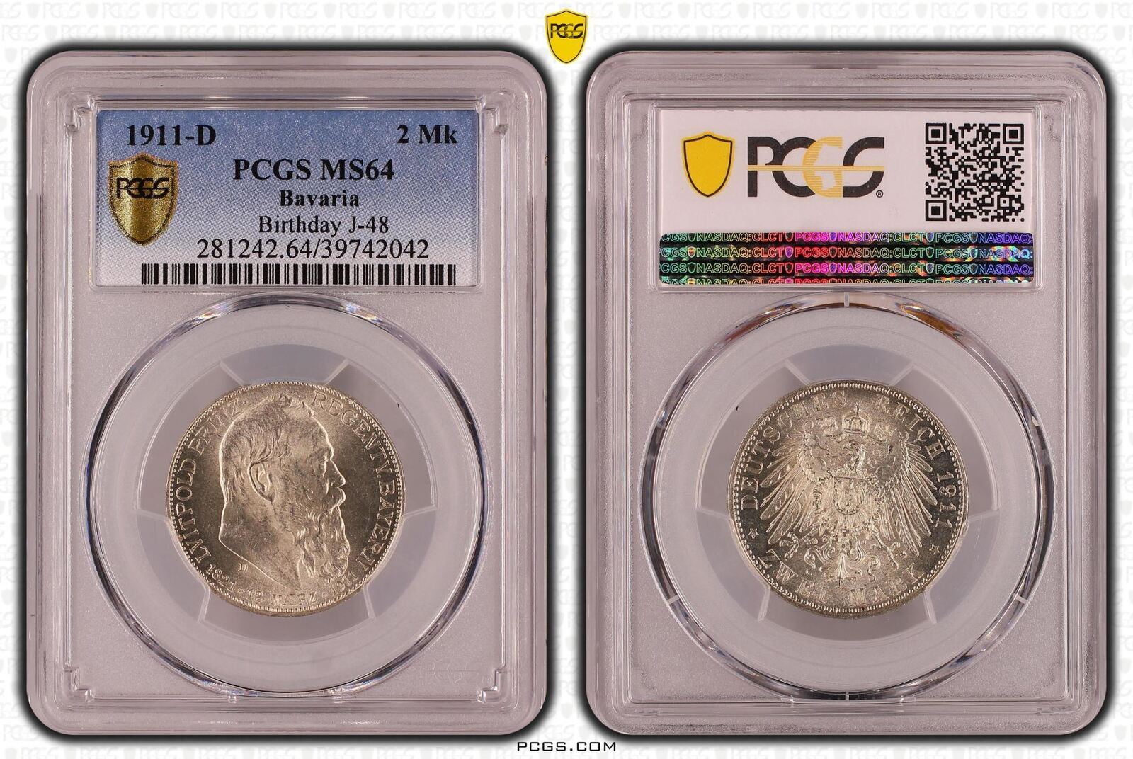 Bavaria Bayern Deutsches Kaiserreich 1911D Kaiserreich 2 Mark 1911