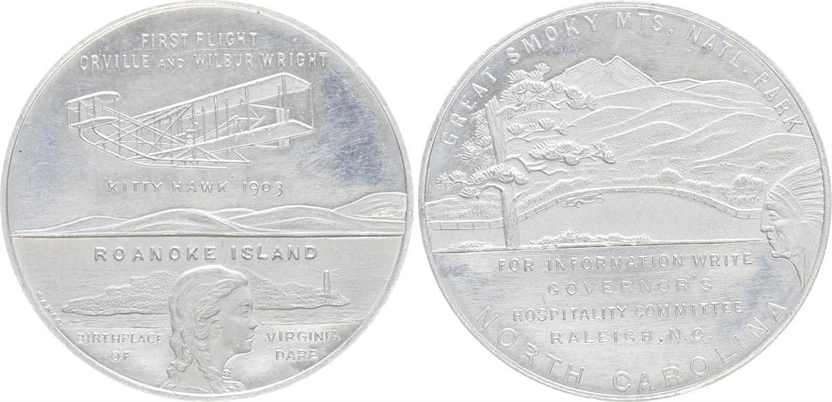 USA/Roanoke Island Souvenir Medaille USA, Medaille Erster Flug Kitty