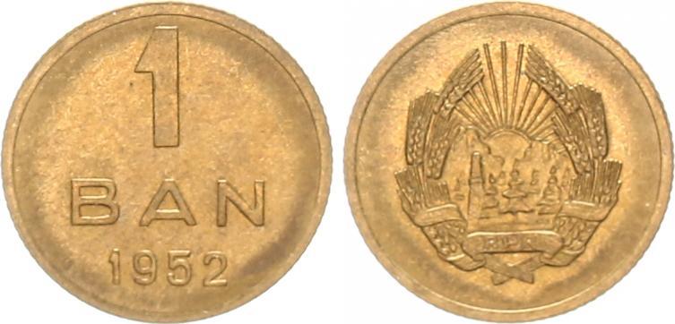 Rumänien 1 Bani 1952 prfr. (2) prägefrisch,Messingpatina | MA-Shops