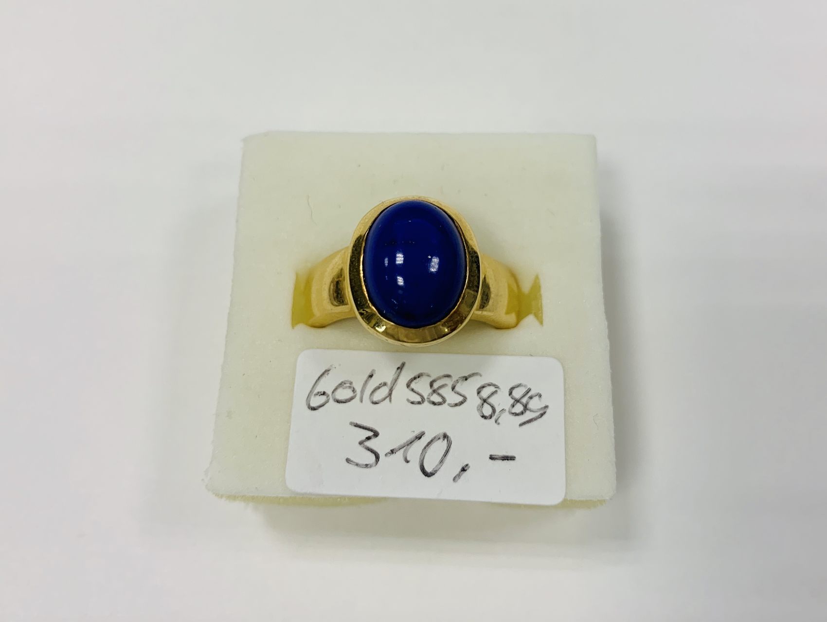 Ring Gold 585, mit blauen Stein, 8,8g, Ringgröße 56