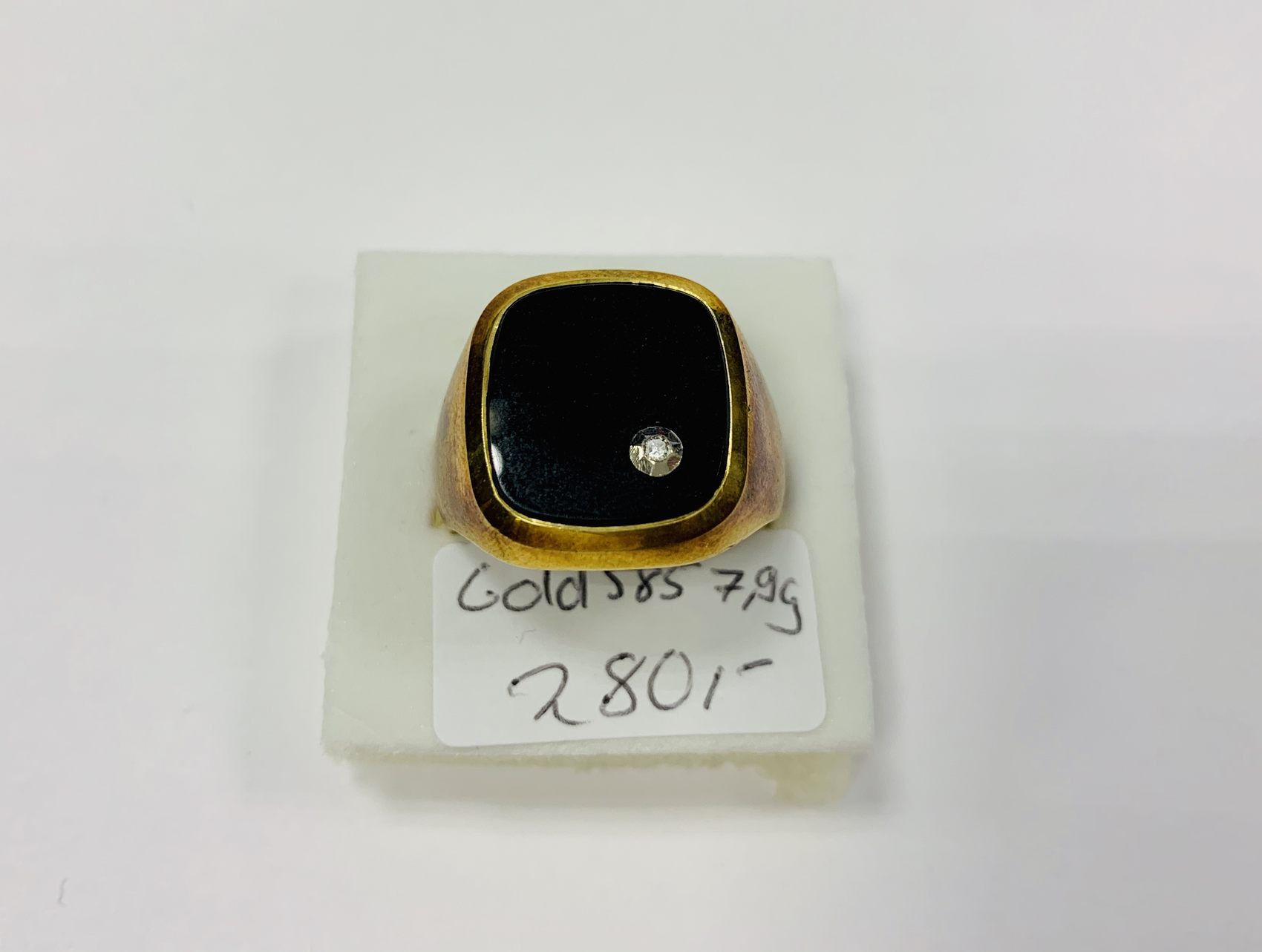 Ring Gold 585, mit schwarzen Stein, 7,9g, Ringgröße 67 | MA-Shops