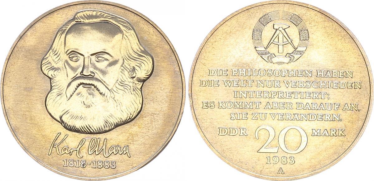 20 Ddr Mark Münze Karl Marx 1983 Wert Deutschland / DDR 20 Mark 1983 Karl Marx 100. Todestag (S) prägefrisch