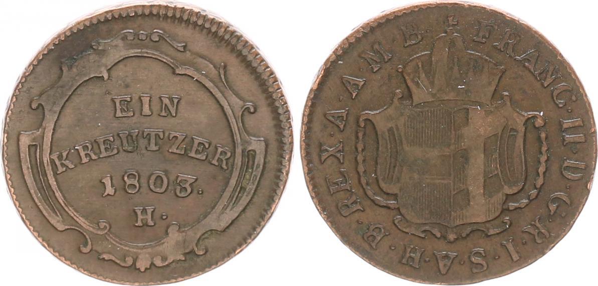 Deutschland / Österreich / Habsburg / RDR 1 Kreuzer 1803 H ...