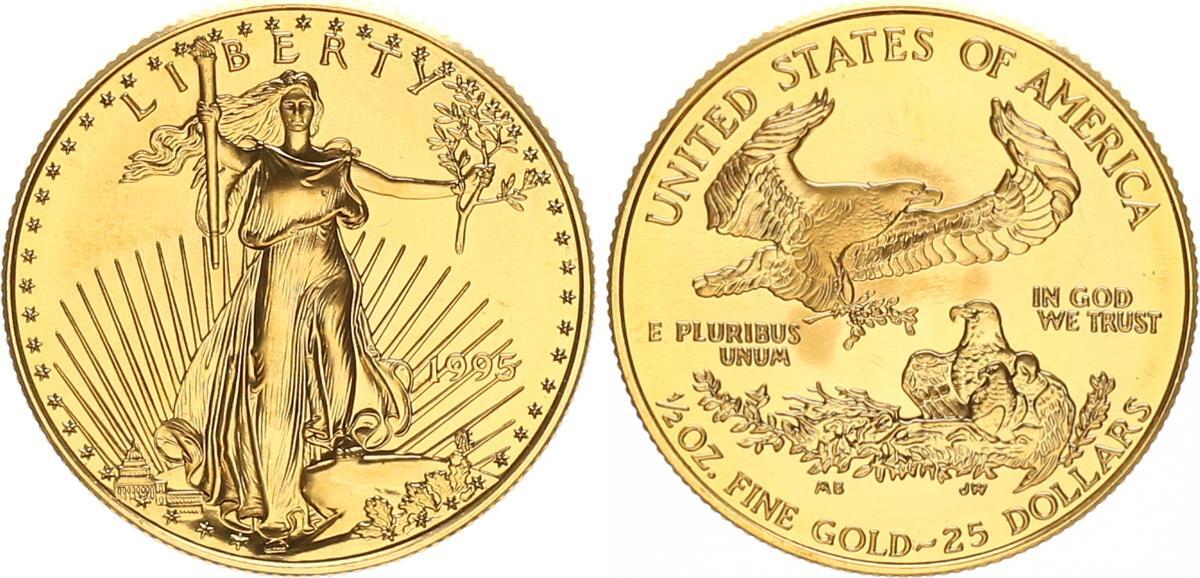 United States of America - USA 25 Dollar Liberty USA 1/2 Unze American Eagle Gold 25 $ 1995 