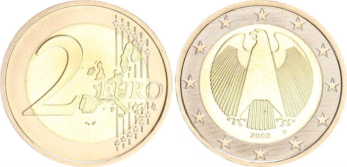 Bundesrepublik Deutschland Deutschland 2 Euro Kursmünze Bundesadler 2002 D prägefrisch Bundesrepublik Deutschland Deutschland 2 Euro Kursmünze Bundesadler 2002 D prägefrisch