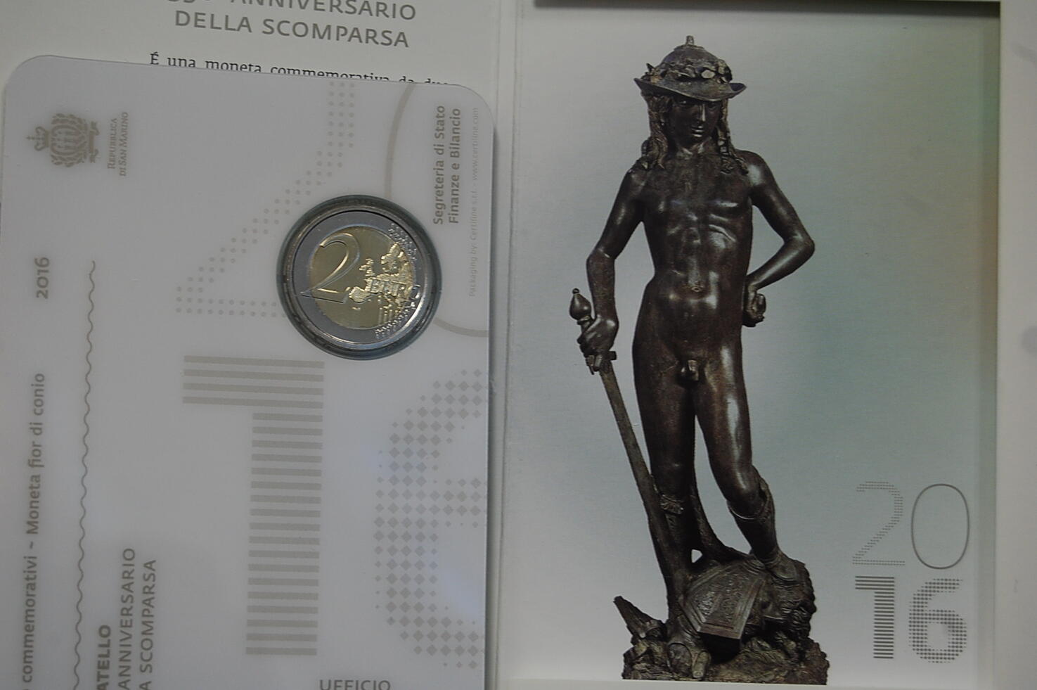 2 Euro im Blister 2 Euro Sondermünze San Marino 2016 Donatello im Blister Stempelglanz MA Shops