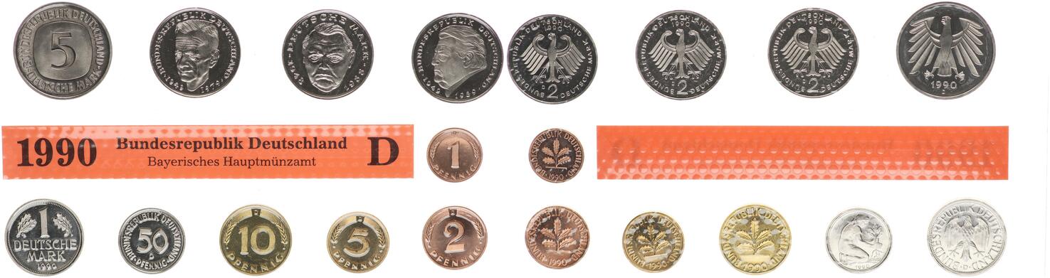 Deutschland BRD Kurssatz 1Pf Bis 5 DM BRD Kurssatz Einzelplatte 