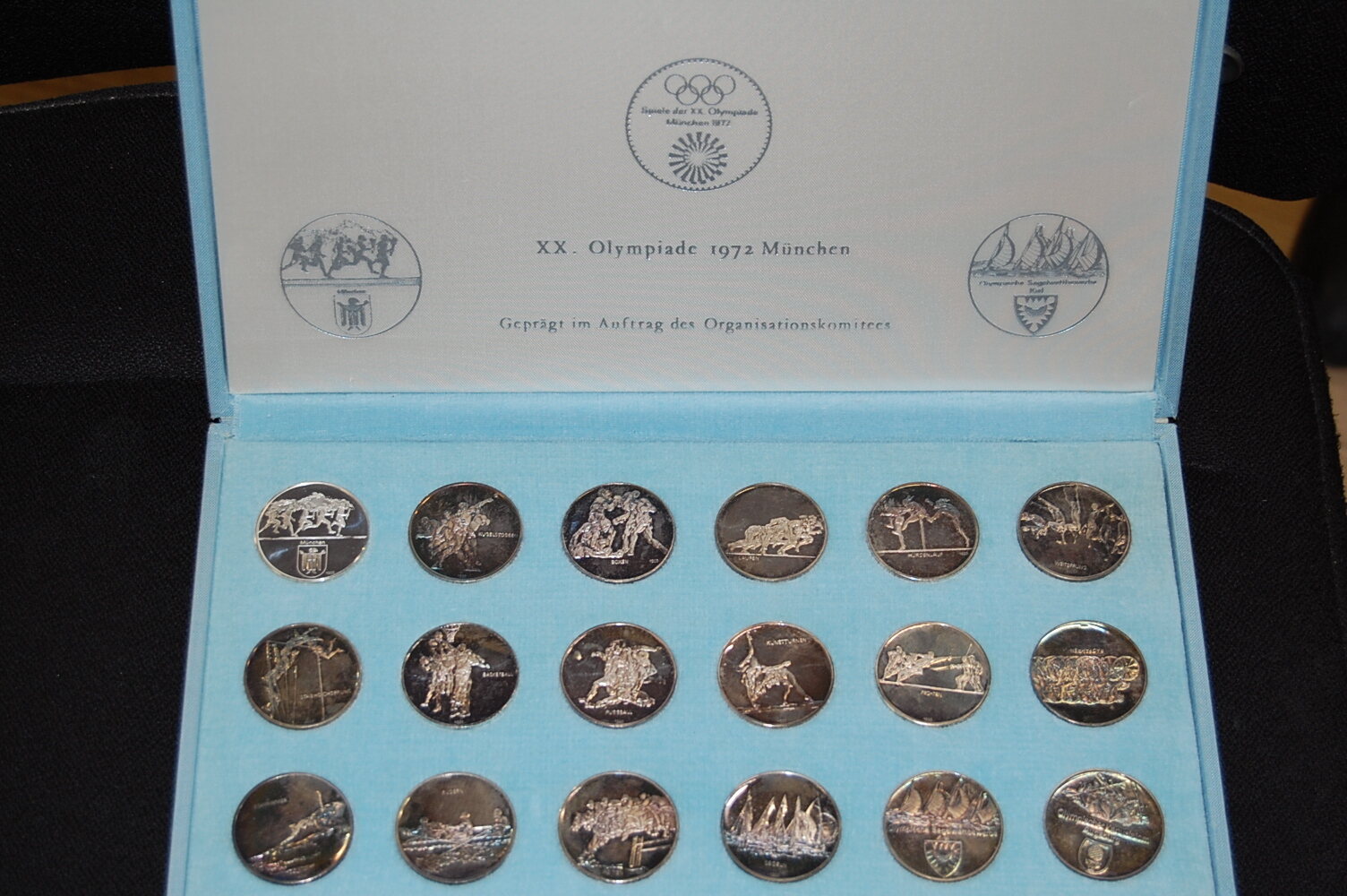18 Medaillen Olympiade München 18 Silbermedaillen Deutschland, Silbermedaillen 1972, Offizielle ...