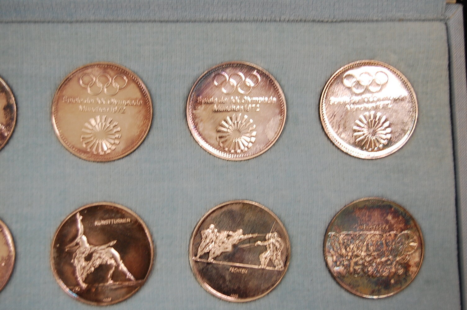18 Medaillen Olympiade München 18 Silbermedaillen Deutschland, Silbermedaillen 1972, Offizielle ...