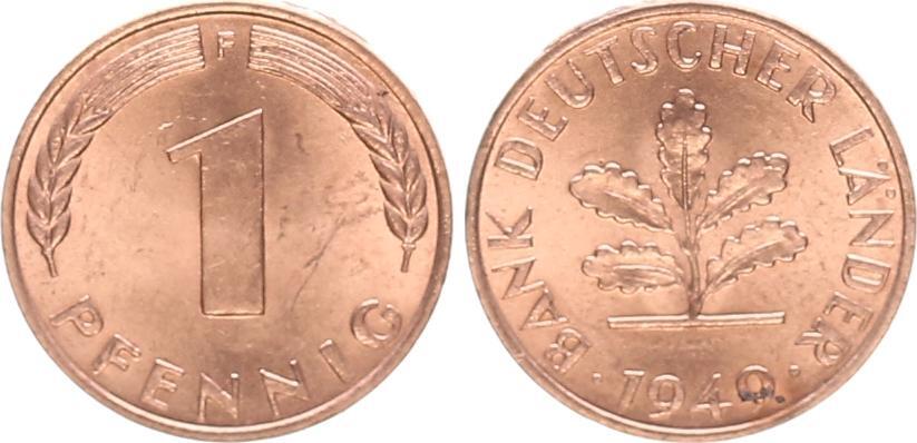 1 Pfennig 1949 J Bank Deutscher Länder Deutschland 1 Pfennig Bank deutscher Länder 1949 F fast Stempelglanz