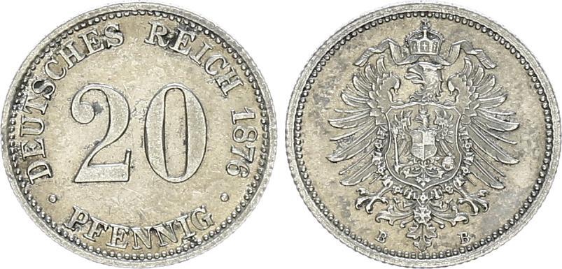 Kaiserreich 20 Pfennig 1876 B Vz+ | MA-Shops