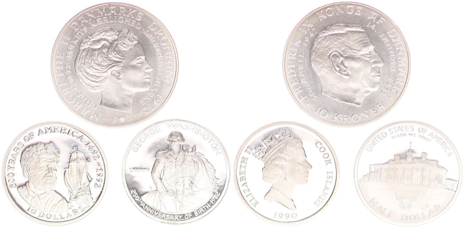 D nemark USA Cook Islands 10 Kroner 1 2 Dollar 10 Dollars 1972