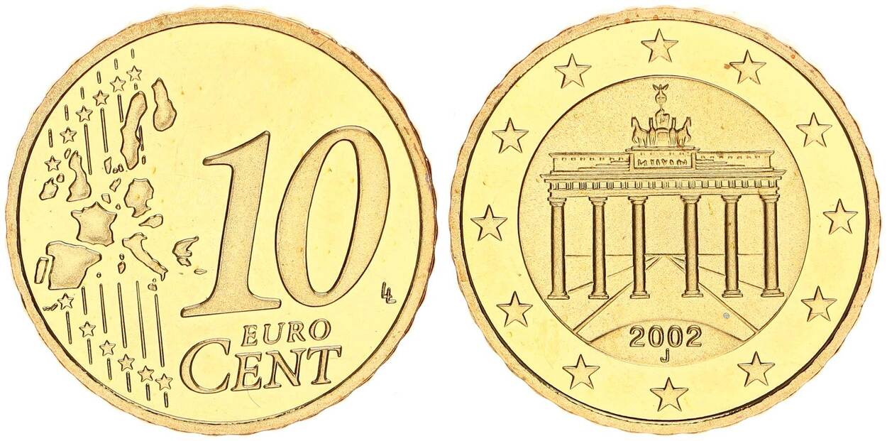 Deutschland 10 Cent 2002 J PP Polierte Platte