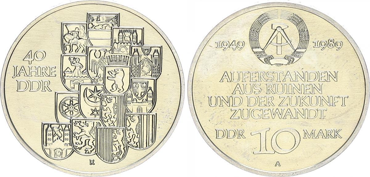 Deutschland / DDR 1989 10 Mark 1989 40 Jahre DDR prägefrisch
