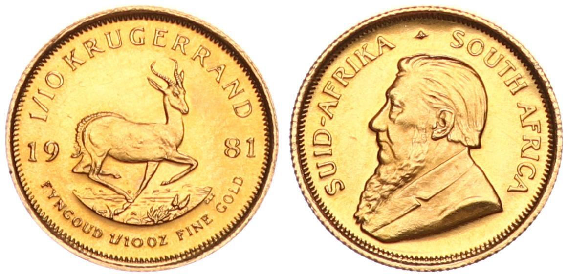 S dafrika Gold Krugerrand 1981 South Africa 1 10 Unze Kr gerrand s-dafrika-gold-krugerrand-1981-south-africa-1-10-unze-kr-gerrand