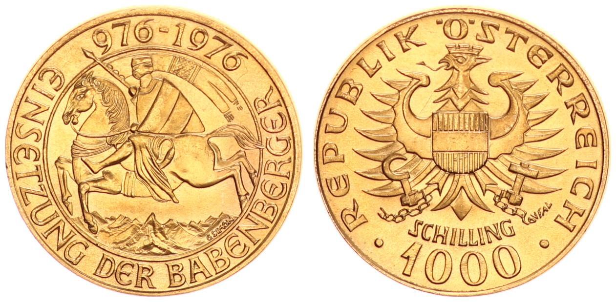 1000 Schilling Österreich 1000 Schilling 1976 Gold Einsetzung Der Babenberger 2 8892