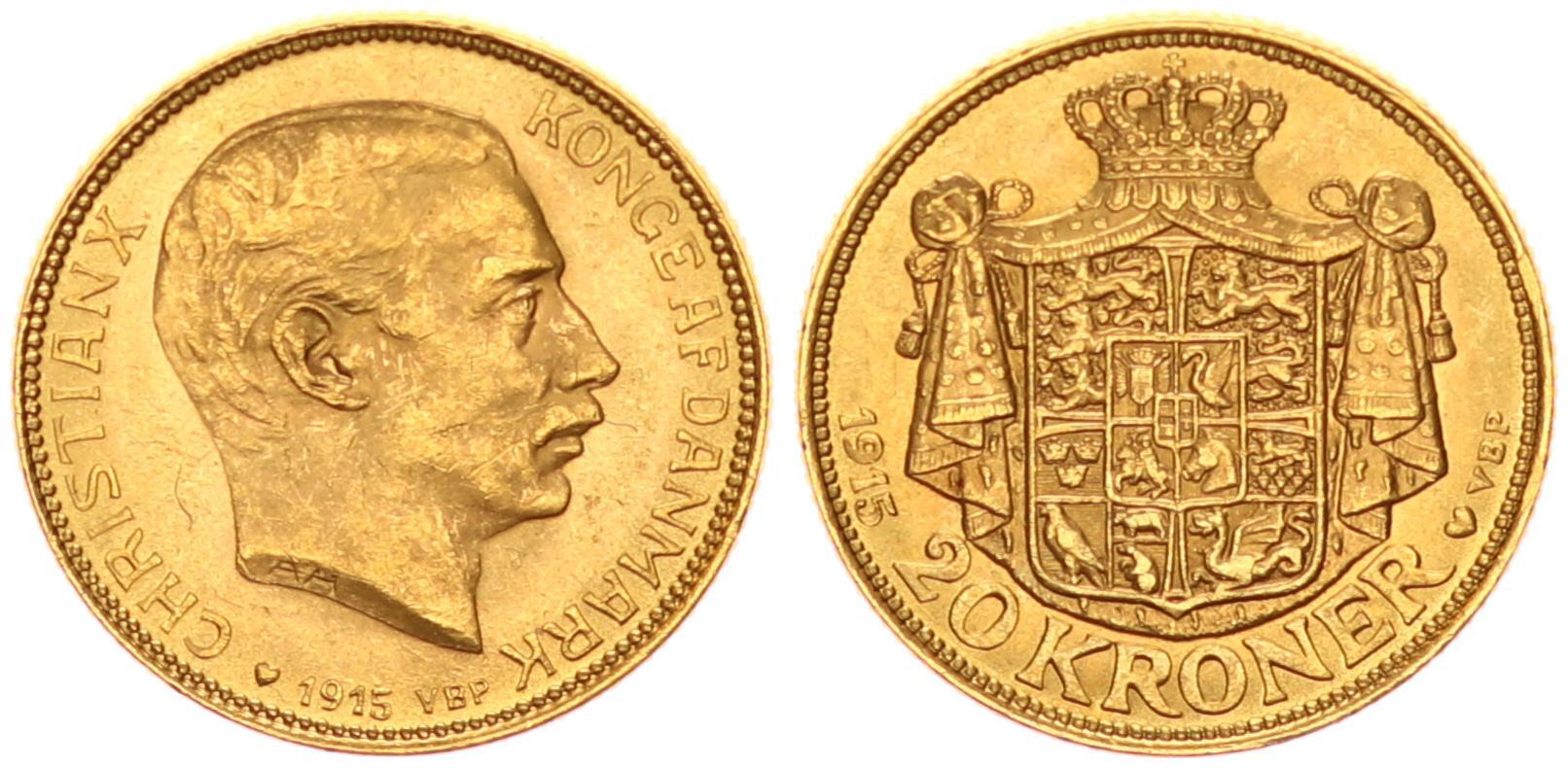 20 Kroner 20 Kronen D nemark 20 Kronen 1915 Christian X Vz st 20-kroner-20-kronen-d-nemark-20-kronen-1915-christian-x-vz-st