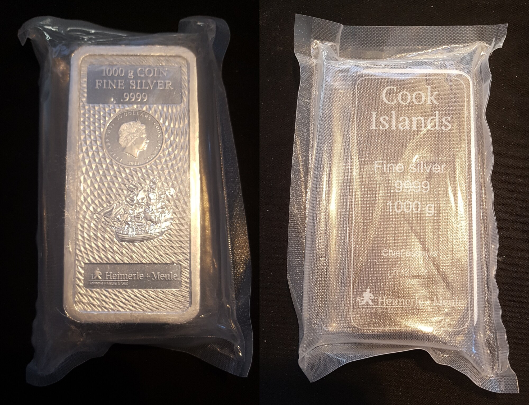 2020 1 kg Silber Cook Islands Münzbarren Original Verpackt