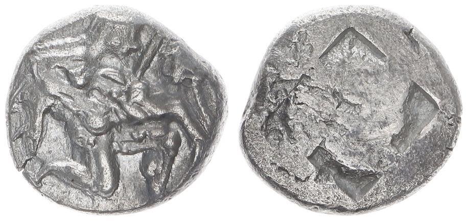 Antikes Griechenland Stater Thasos Thrace Satyr Nymphe Griechenland