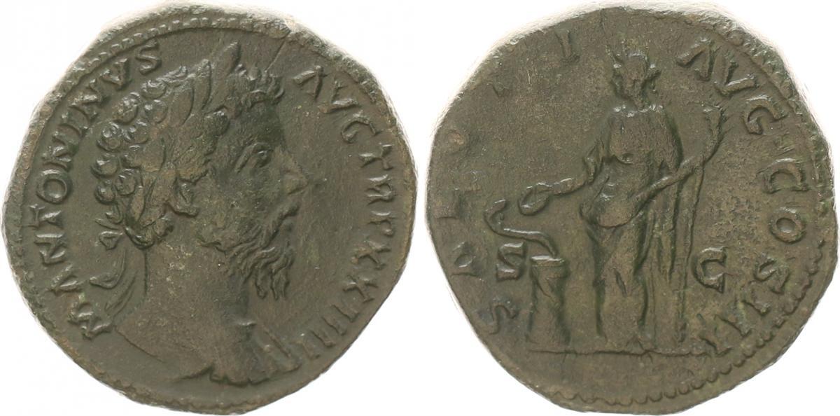 Antike Römische Kaiserzeit Sesterz 161180 Marcus Aurelius Salus nach