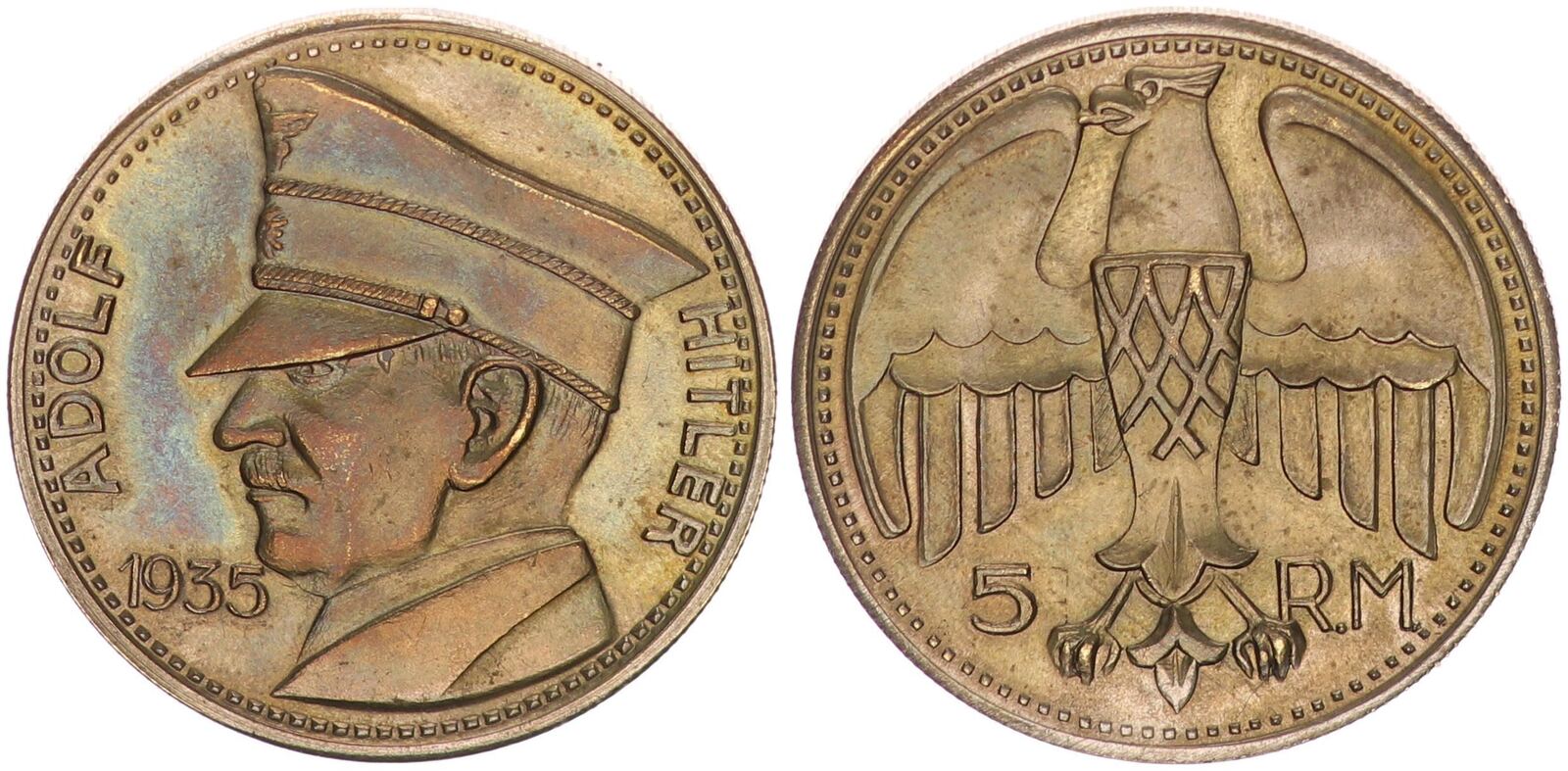 3reich Medaille Adolf Hitler 1935 5 Rm Spätere Prägung Ss Vz Ma Shops