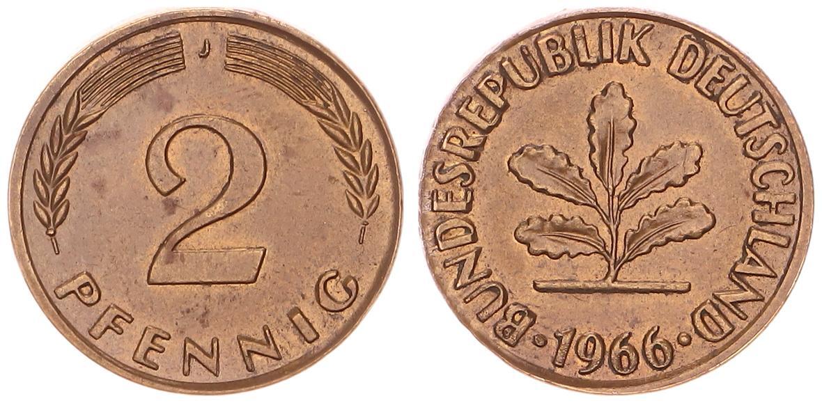 2 Pfennig 1966 J Nicht Magnetisch Wert www.ma-shops.de