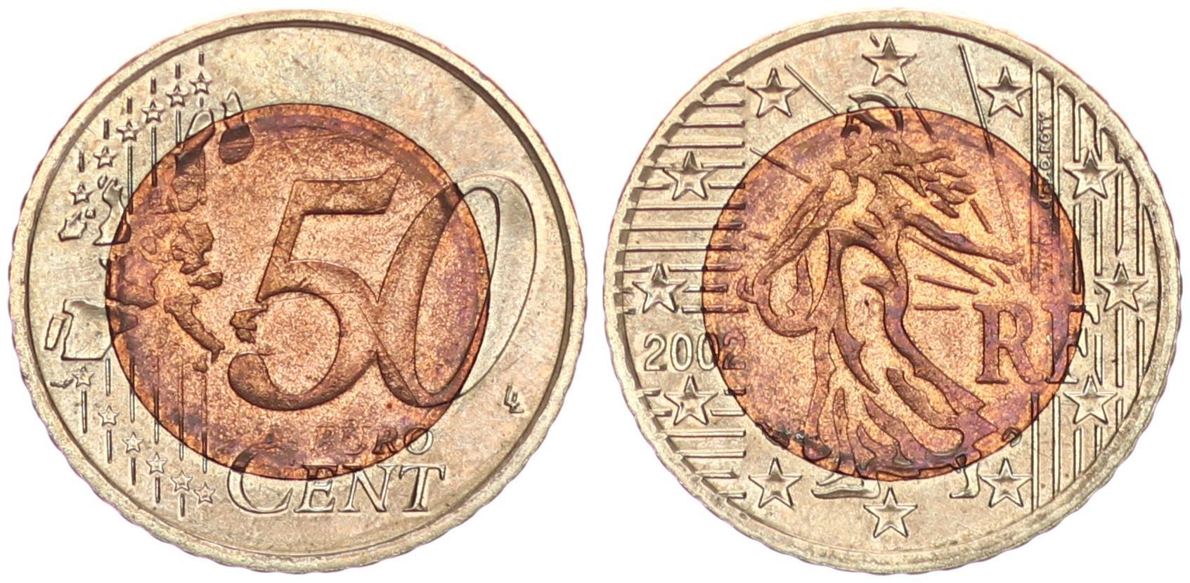 50 Cent Munze Frankreich Fehlpragung