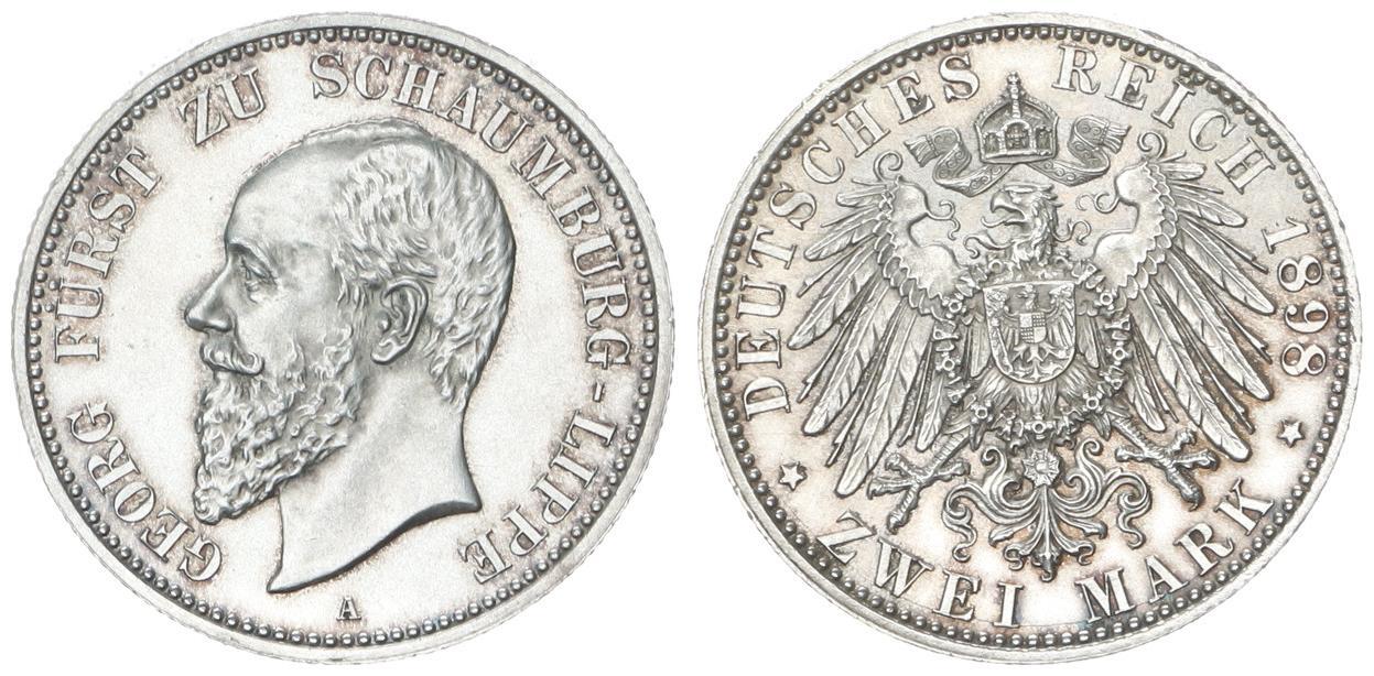 Deutschland / Schaumburg-Lippe Schaumburg-Lippe Georg 2 Mark 1898 A ...