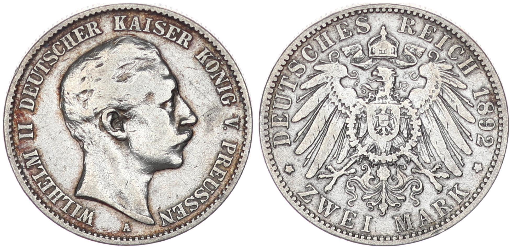 Deutsches Kaiserreich Preußen 2 Mark 1892 A Preussen 2 Reichsmark