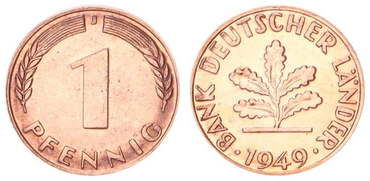 1 Pfennig Bank Deutscher Länder 1949 J Deutschland - BRD 1 Pfennig 1949 J Bank deutscher Länder hochstehendes