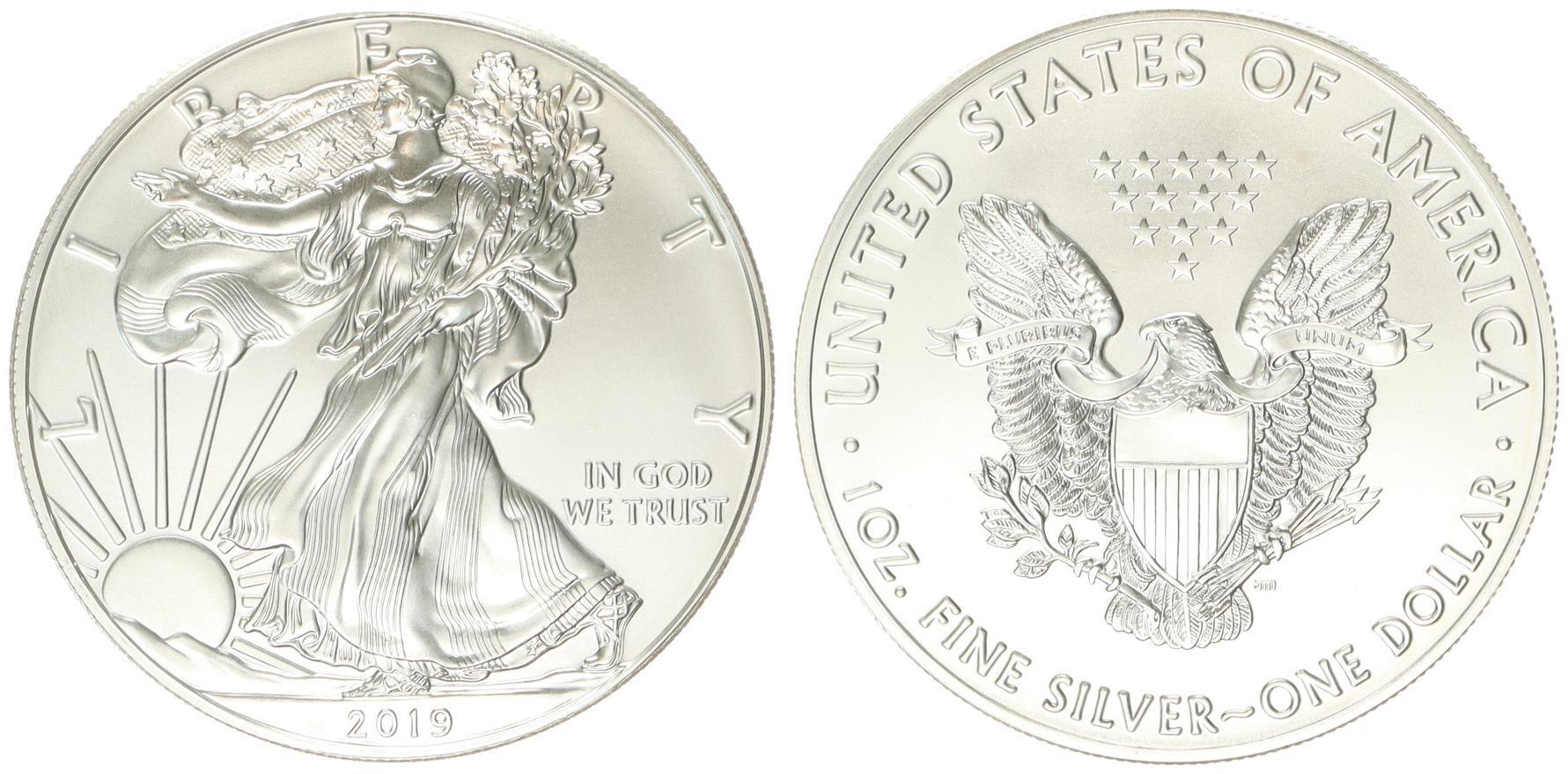 USA 1 Dollar 1 Unze Silber 2019 1 American Eagle Liberty 1 oz