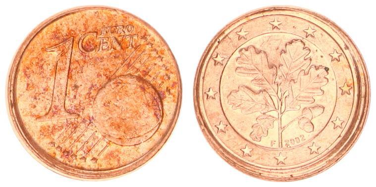 1 Cent Fehlprägung Messing Wert Deutschland Fehlprägung 1 Cent 2002 F leicht dezentriert vz | MA-Shops