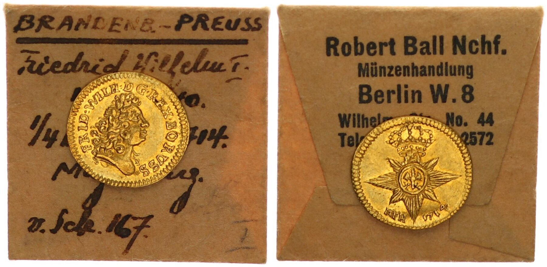 Preußen - Altdeutschland 1714 HFH 1/4 Dukat Magdeburg Friedrich Wilhelm ...