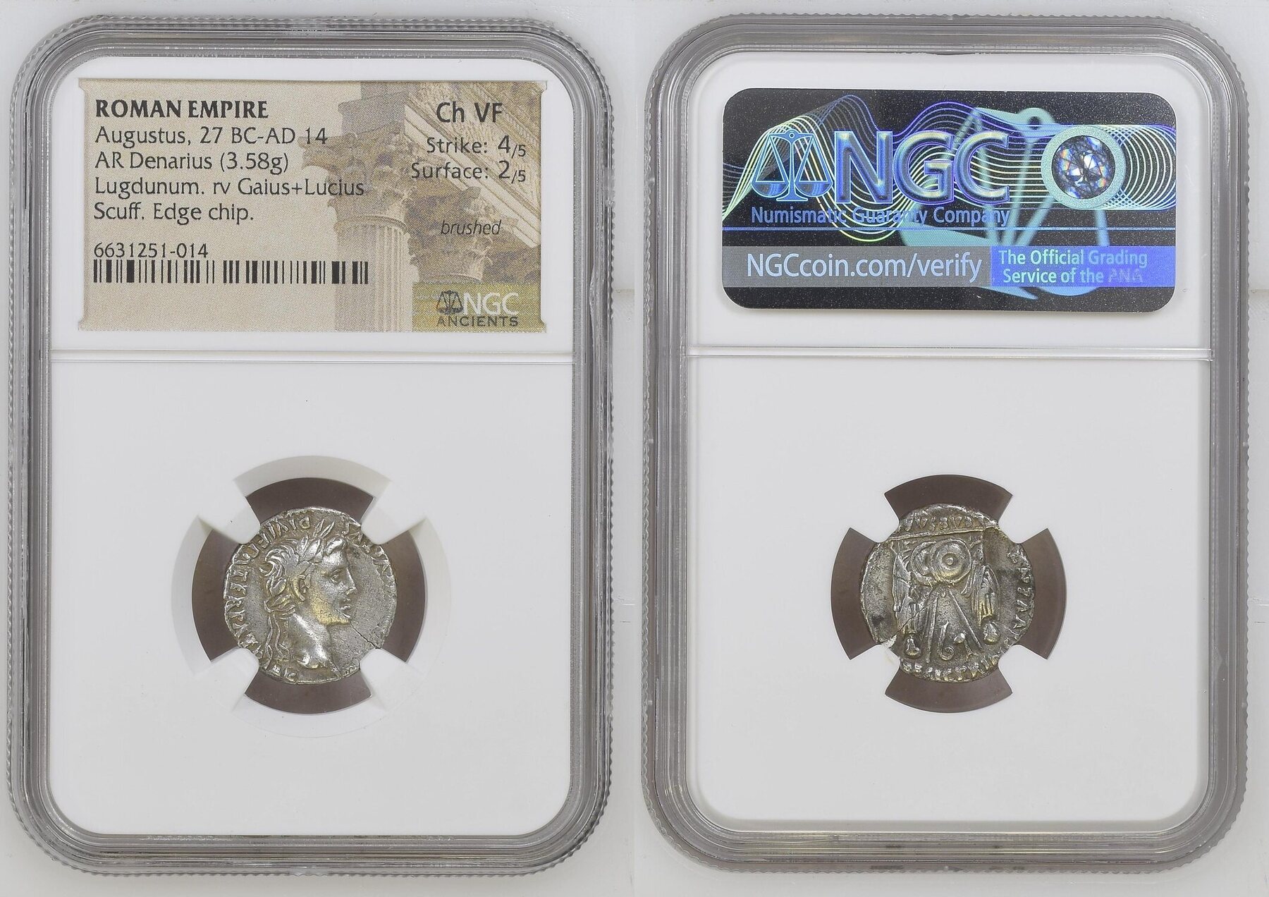 ROMAN EMPIRE römische Kaiserzeit AR Denarius Augustus, 27 BCAD 14