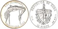 Cuba, Kuba 10 Pesos Olympiade Barcelona 1992 Hochsprung Silber -
