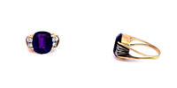 585 Gold Ring mit Amethyst und Diamanten, 5,6g, Ringgröße 53-54 -