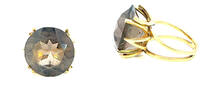750 Gold Ring mit großen Rauchquarz in Brillanten Schliffform, Ringgröße 55 -