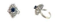 750 Gold Ring mit Diamanten und Saphir, 7,3g, Ringgröße 57 -