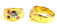 750 Gold Ring mit Diamanten, Rubin und Saphir Ringgröße 61 -