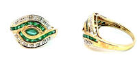585 Gold Ring mit Smaragd & Diamanten, Ringgröße 53 -