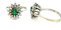 585 Gold Ring mit Smaragd und Diamanten, 4,58g, Ringgröße 61 -