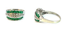 585 Gold Ring mit Smaragden und kleinen Diamanten , Ringgröße 54-55 -