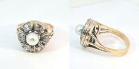 Gold 585 Ring mit Diamanten, 7,2g, Ringgröße 62 -