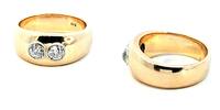 585 Gold Ring mit zwei Diamanten (massive Ausführung ), Ringgröße 57-58 -