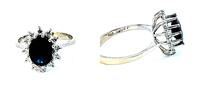 585 Gold Ring mit Diamanten und Saphir, Ringgröße 54 -