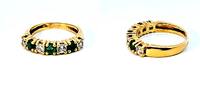 750 Gold Ring mit grünen Steinen und Zirkonen, 18K Gold, 4,4g, Ringgröße 53 -