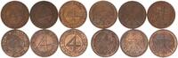 Weimar 6 x 4 Pfennig Lot J.315 4 Reichspfennig Komplettsatz -